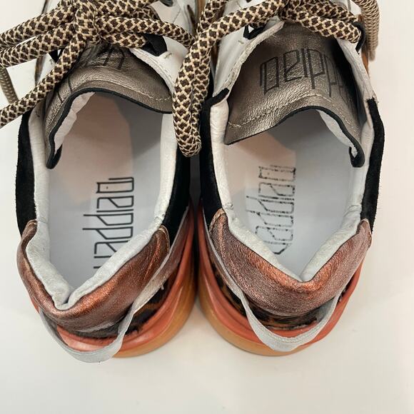 Vaddia 38 / 7.5 Calf Hair Leather Sneakers Metallic Cheetah Print - Picture 7 of 12